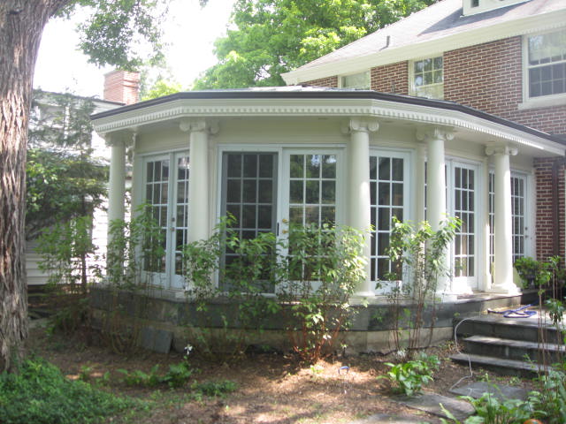 An extended corner of a house